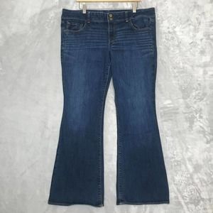 American Eagle Artist Jean Womens 18 Dark Wash Flare Leg Stretch Mid Rise Boho